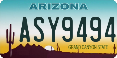 AZ license plate ASY9494
