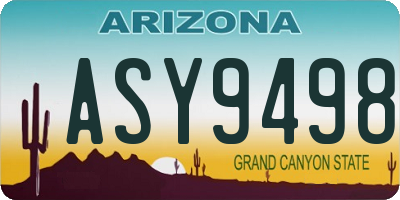 AZ license plate ASY9498