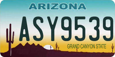 AZ license plate ASY9539