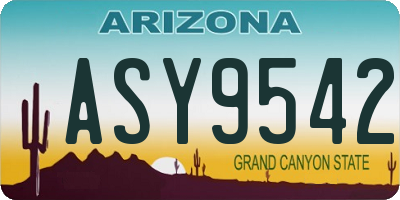 AZ license plate ASY9542