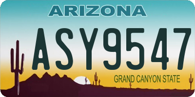 AZ license plate ASY9547