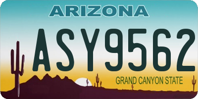 AZ license plate ASY9562