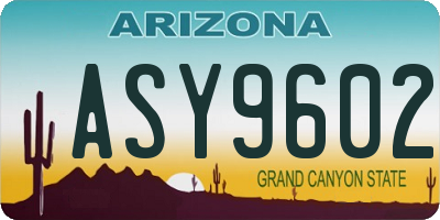 AZ license plate ASY9602