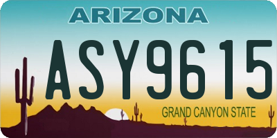 AZ license plate ASY9615