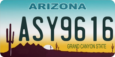 AZ license plate ASY9616