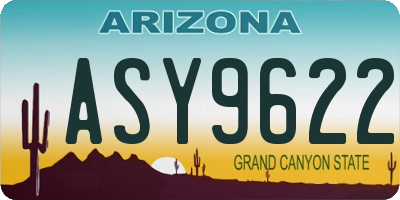 AZ license plate ASY9622
