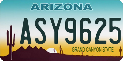 AZ license plate ASY9625