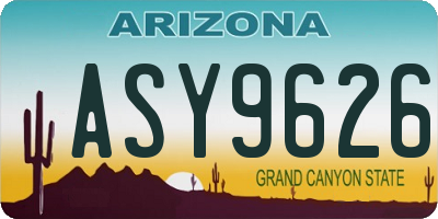 AZ license plate ASY9626