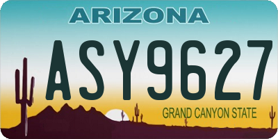 AZ license plate ASY9627