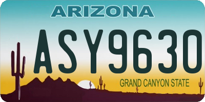 AZ license plate ASY9630