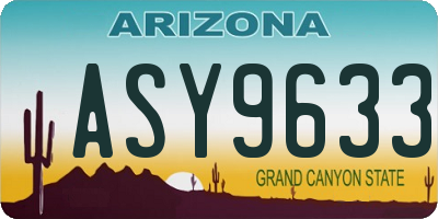 AZ license plate ASY9633