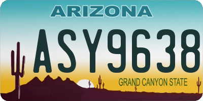 AZ license plate ASY9638