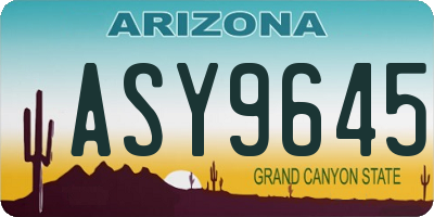 AZ license plate ASY9645