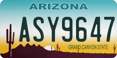 AZ license plate ASY9647