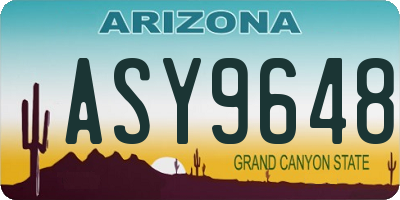 AZ license plate ASY9648