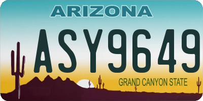 AZ license plate ASY9649