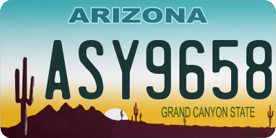 AZ license plate ASY9658
