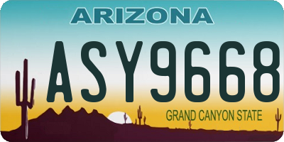 AZ license plate ASY9668