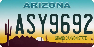 AZ license plate ASY9692