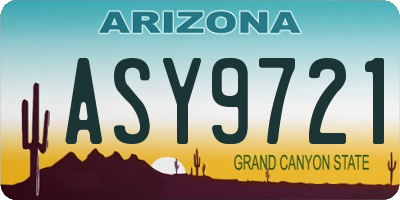 AZ license plate ASY9721