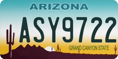 AZ license plate ASY9722