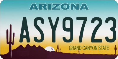 AZ license plate ASY9723