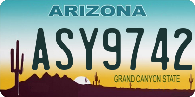 AZ license plate ASY9742