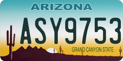 AZ license plate ASY9753