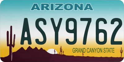 AZ license plate ASY9762