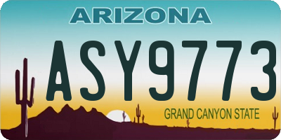 AZ license plate ASY9773