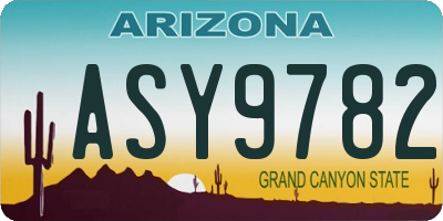 AZ license plate ASY9782
