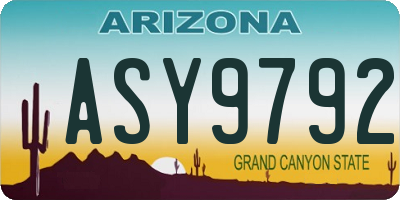 AZ license plate ASY9792