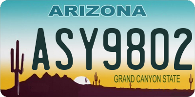 AZ license plate ASY9802