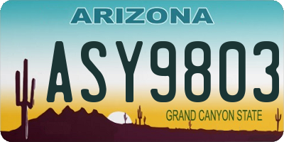 AZ license plate ASY9803