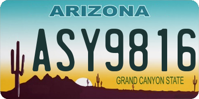 AZ license plate ASY9816