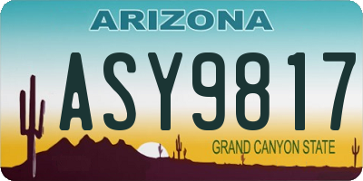 AZ license plate ASY9817