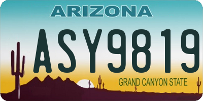 AZ license plate ASY9819