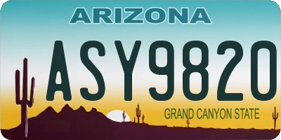 AZ license plate ASY9820