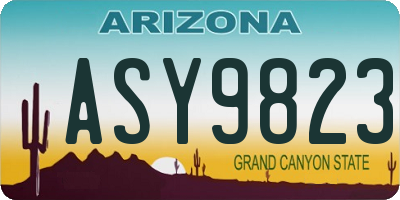 AZ license plate ASY9823