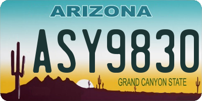 AZ license plate ASY9830