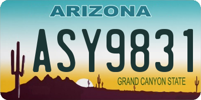 AZ license plate ASY9831
