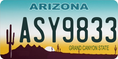 AZ license plate ASY9833