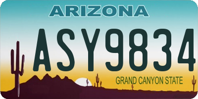 AZ license plate ASY9834