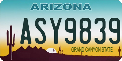 AZ license plate ASY9839