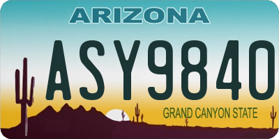 AZ license plate ASY9840