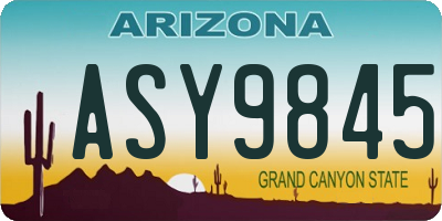 AZ license plate ASY9845