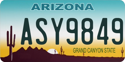 AZ license plate ASY9849