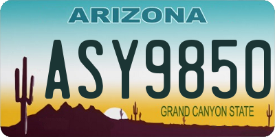 AZ license plate ASY9850