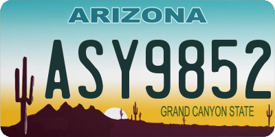 AZ license plate ASY9852