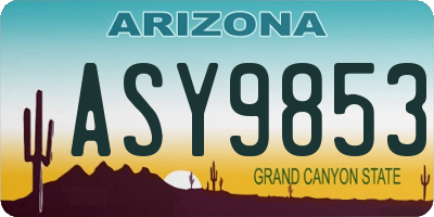 AZ license plate ASY9853